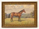 Major George A Cattley, Horse in a Landscape, oil on canvas board