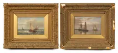 Abraham Hulk, Fishing Boats at Sea, oil on canvas