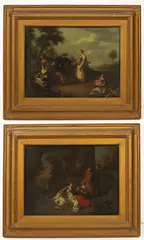 Jean-Baptiste Pater, Fête galante and Fête champêtre, oil on metal