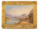 Lady Catherine Julia Vernon Harcourt, A View of Salzburg, watercolour heightened with white