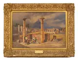 Lady Catherine Julia Vernon Harcourt, Pompeii and Mount Vesuvius, watercolour heightened with white