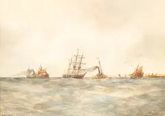 Aubrey Ramus, Choppy Seascape, watercolour