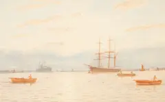 George Stanfield Walters, On the Medway near Gilingham, watercolour