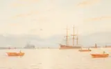 George Stanfield Walters, On the Medway near Gilingham, watercolour