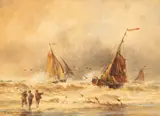 Thomas Bush Hardy, Fishing Boats in a Rough Sea, watercolour