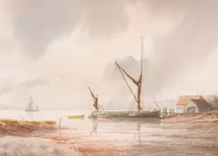 Alan Whitehead, Sailing Vessels by the Coast, watercolour