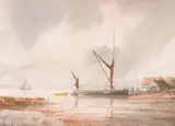Alan Whitehead, Sailing Vessels by the Coast, watercolour