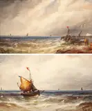 Gustave de Breanski, Coastal Scenes, oil on board