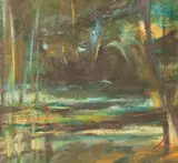 Malcolm Fryer, Abstract Landscape, oil on board