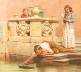 Frank William Warwick Topham, Venetian Canal Scene, oil on canvas