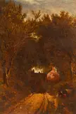 William Henry Hall, Lane Scene at Hanley, oil on canvas