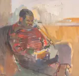 Oliver Campion, Man Reading, oil on canvas