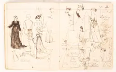 Walter Paget, Artist’s Sketchbook, pencil, pen and ink on paper (bound with marbled boards)