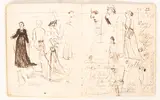 Walter Paget, Artist’s Sketchbook, pencil, pen and ink on paper (bound with marbled boards)