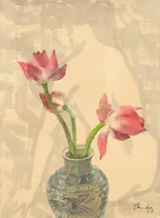 Dao Thanh Duy, Lotus Flowers, watercolour