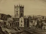 Gerald Gardiner, St David's Cathedral, Pembrokeshire, black chalk and pencil on paper