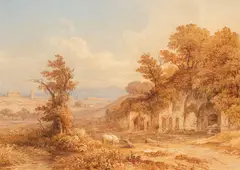 Rudolf Müller, On the Campagna, watercolour
