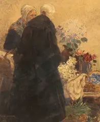 Percy Lancaster, The Flower Stall, watercolour