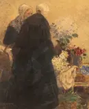 Percy Lancaster, The Flower Stall, watercolour