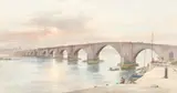 Frank Watson Wood, The Old Bridge, Berwick-upon-Tweed, watercolour