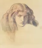 Dante Gabriel Rossetti, Head of a Young Woman, print in colours