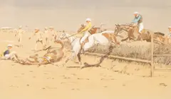 "Snaffles" Charles Johnson Payne, Chasing (untitled), print with hand colouring