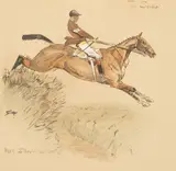 "Snaffles" Charles Johnson Payne, The Soldier, Nasty Steeplechasin' Devil, lithograph in colours