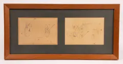 William George Simmonds, Head Studies of a Rabbit and a Horse, pencil