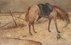 William George Simmonds, Horse in a Winter Landscape, oil sketch on board