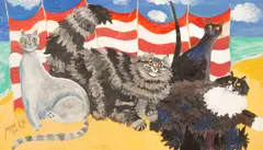 Ponckle Fletcher, Cats on the Beach, acrylic on canvas