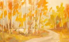Douglas Ferguson Elliot, Riverside Birches, oil on board
