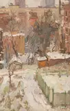 Alexander Khrapachov, City in Winter, oil on canvas