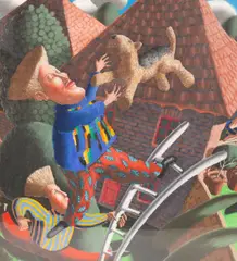Richard Adams, Climbing the Ladder, oil pastel on paper