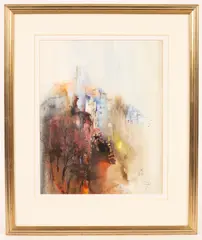 Colin David Kent, Church and Dwellings, watercolour