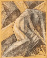 Walter Thomas Monnington, Study for the Stations of the Cross at Brede Church in Sussex, white chalk with pen and ink on tracing paper