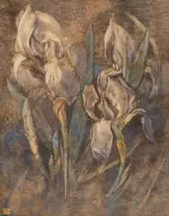 Louis Davis, Purple Irises, watercolour