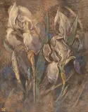 Louis Davis, Purple Irises, watercolour