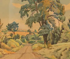 William Lyons Wilson, East Mere, with Plowman, watercolour