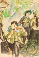 Pham Thanh Tam, Vietnam War Sketch, watercolour over traces of pencil on paper