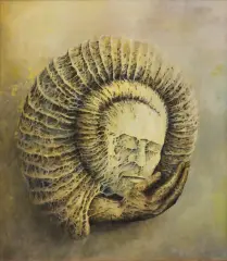 Wojtek Malicki, AMONIT, 2021, olej, deska