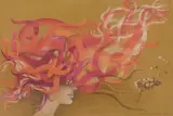 Wiatr by Irena Janczewska-Bachtin, 1999, kredki, papier w kolorze musztardowym, offered Apr 2021