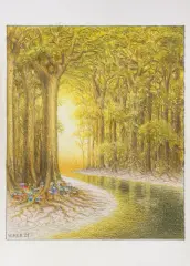 Jacek Yerka, ZŁOTOUJŚCIE, 2021, kredki, ołówek, papier