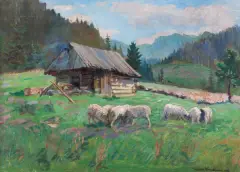 Maks Haneman, HALA KONDRATOWA, olej, tektura