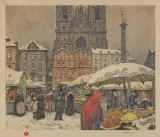 František Šimon Tavík, TARG ŚW. MIKOŁAJA. PRAGA, 1916, akwaforta, papier