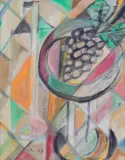 Elisabeth Ronget, MARTWA NATURA Z WINOGRONAMI, 1938, gwasz, tektura
