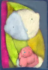 Bogna Czechowska, POSTAĆ Z KRÓLIKIEM, 1998, pastel olejny, papier