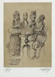 Jan Lebensztejn, Spotkanie, 1977, litografia, papier
