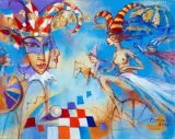 Eugeniusz Ochonko, Suenos del Amor V, 2019, olej, akryl, złoty gwasz, płótno