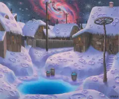 Jacek Yerka, WIADRO POWIETRZA, 2021, pastel, papier naklejony na tekturę