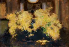MIMOZA by Alfons Karpiński, olej, tektura, sold Mar 2021